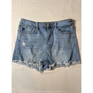 Kancan‎ Nostalgia Distressed Frayed Hem Light Wash Denim Shorts Women's Size 28